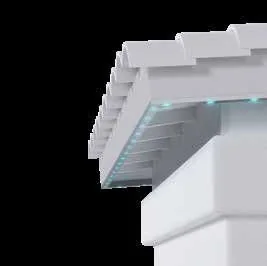 Oelo permanent lighting mounted close to exterior roof fascia in an official manufacturer example