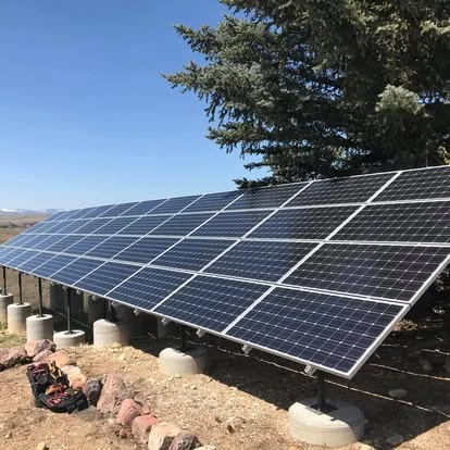 Ground-mounted solar array on concrete piers